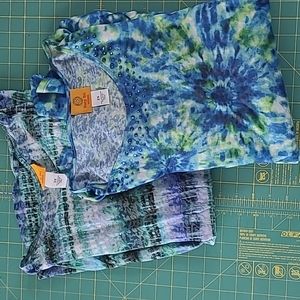 2 Ruby Rd tie dyed t-shirt tops